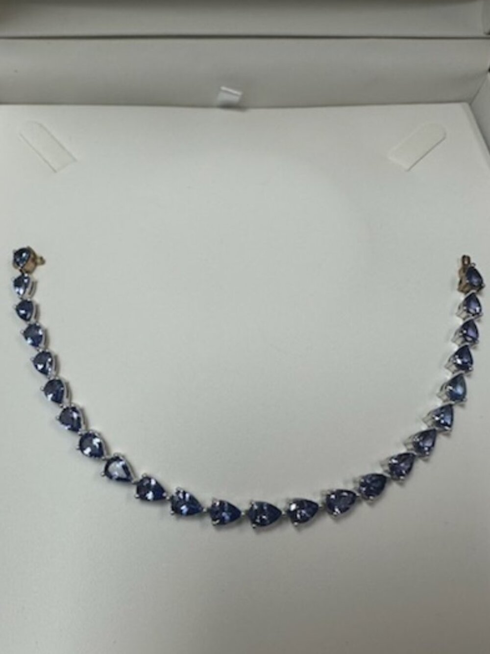 Tanzanite and 14k white gold, pear shaped bracelet